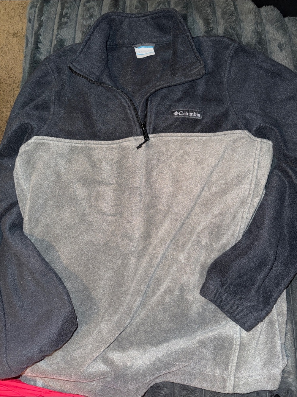 Columbia Men's Black and Gray Quarter-Zip Fleece Pullover